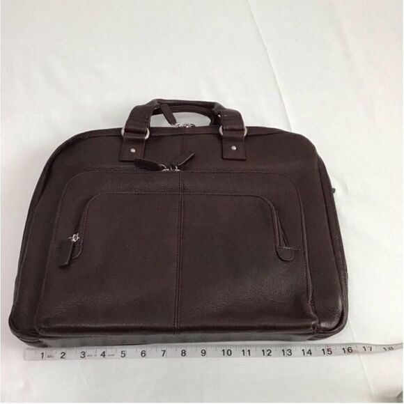 Levenger Brown Laptop Bag Briefcase Adjustable Shoulder Strap - Picture 2 of 12